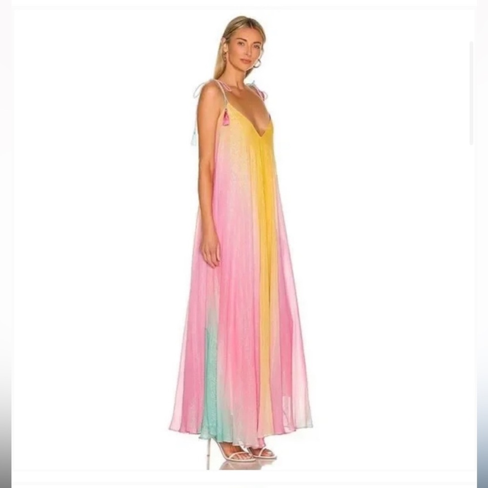 Rococo Sand Gradient Maxi Dress in Pink, Yellow & Mint